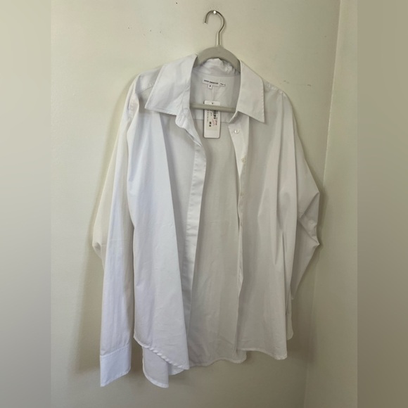 Good American White Button Down Unisex Shirt NWT large - Picture 3 of 8